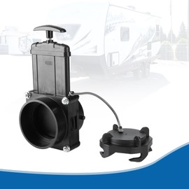 GLOBIZ RV Gate Valve 3-Inch Hub to 3-Inch Lug with Cap Glue on 3" PVC Sewer Pipe with Cement UV-Resistant Plastic Made(1Pack) Black(8051)