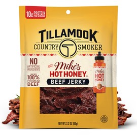 Tillamook Country Smoker Premium Beef Jerky, Mike's Hot Honey, 2.2 Ounce, Real Hardwood Smoked Beef, Low Carb, High Protein, Ready to Eat Sweet & Spicy Snack