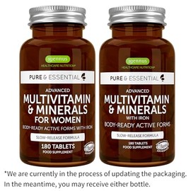 Igennus Healthcare Nutrition Igennus Methylated Women's Multivitamin, Active B-Vitamins and Gentle Iron, 180 Tablets, 21 Highly Bioavailable Nutrients, Sustained Release, Clean Label, Easy-to-Swallow Vegan Tablets, 90 Servings