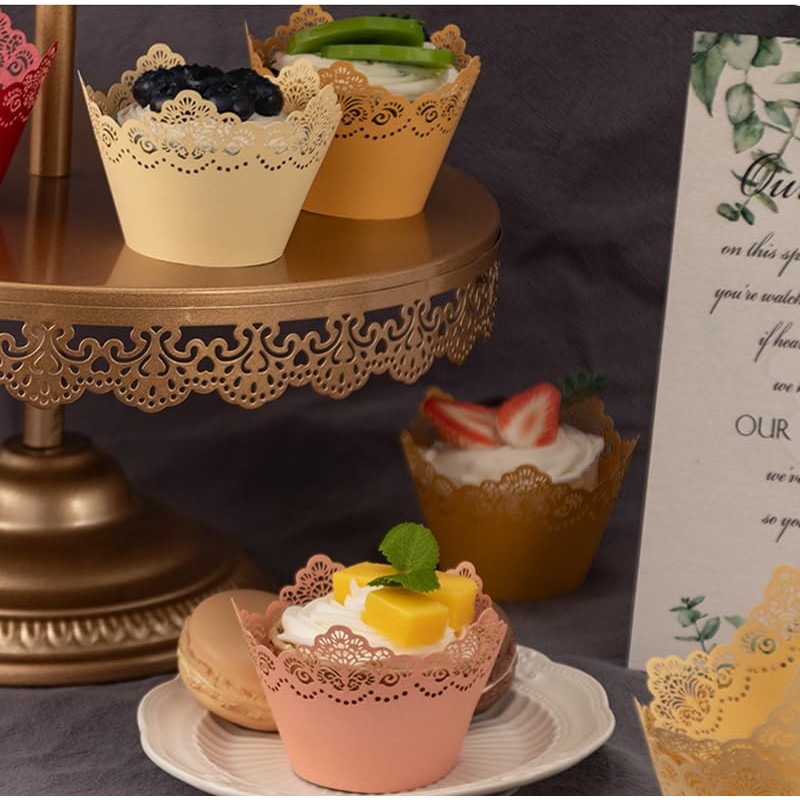 KOSTOO Cupcake Cases Hollow Out Crown Baking Paper Lace Laser