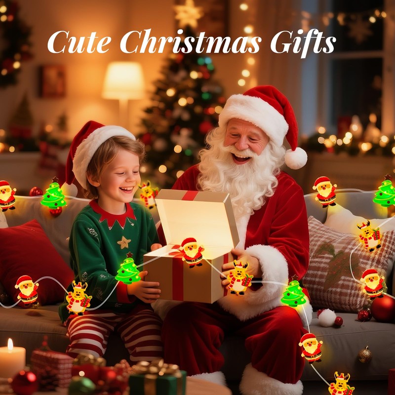 Aogist Christmas String Lights, 16ft 50 LED Battery Powered Reindeer