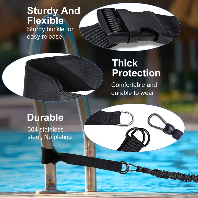 Swimming Training Belt, 2.5-7.5M Adjustable Swimming Resistance Bands, Static Swimming