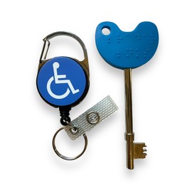 Compatible NKS/Radar UK Disabled Toilet Key with Retractable Disabled/Blue Badge Reel