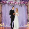 10x10ft Purple Tulle Backdrop Curtain with Lights String for Parites,