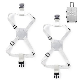 Huakaile 2 Pack Luggage Straps for Suitcase, Adjustable Luggage Belt Bungees Straps with Buckle, Elastic Suitcase Straps Connectors for Travel Tie Down Backpack Bag Cruise Accessories (Silver)