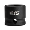 Capri Tools 15 mm Stubby Impact Socket, 3/8 in. Drive,