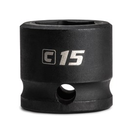 Capri Tools 15 mm Stubby Impact Socket, 3/8 in. Drive, 6 Point, Metric