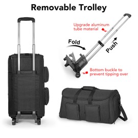 Rolling Garment Bag,Rolling Garment Bags for Travel, Garment Bag with Wheels, Rolling Duffle Bag with Wheels Rolling, Carry On Garment Bag with Shoe Pouch, Rolling Duffel Bag with Detachable Trolley
