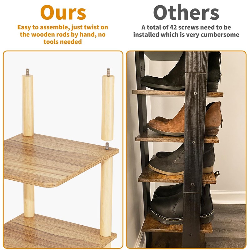 LUCKNOCK Vertical Shoe Rack, 8-Tier Tall Narrow Shoe Organizer for