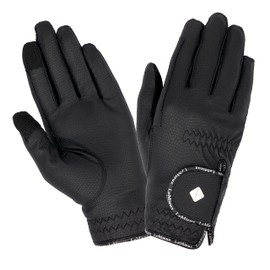 LeMieux Unisex Classic Leather Riding Gloves in Black - Breathable - Touch Screen Compatible - S