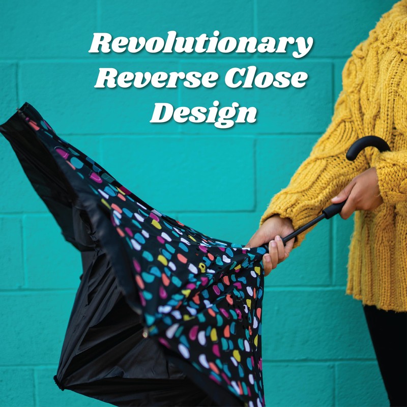 Totes Auto Reverse Close Windproof Stick Inbrella with Water Repellent