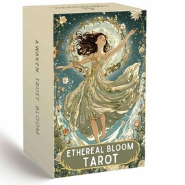 Ethereal Bloom Tarot Cards Deck, 78 Pieces, 13x8 Cm, Traditional Design, Trust Flower Theme, Includes Paper Guide, Perfect for Divination Games