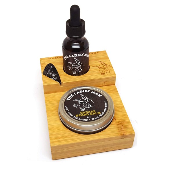 Badass Beard Care The Loaded Compact Caddy - Includes Guitar Pick, 1oz of Beard Oil, 2oz of Beard Balm or Wax of Your Choice - Natural Ingredients, Keeps Beard and Mustache Full, Soft and Healthy