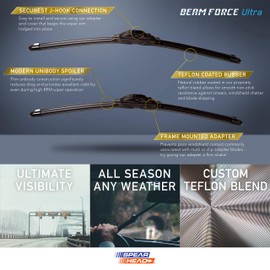 Spearhead Beam Force ULTRA 26"+18" Wiper Blades w/Teflon Rubber for Max Durability (Pair)