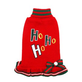 KYEESE Red Dog Sweater Christmas Turtleneck with Bowtie Knit Pullover Warm Dog Outfit for Holidays