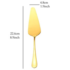 Mengbaobao 10x Cake Server Pie Holder Transfer Triangular Spade Spatula Serrated Edge - Gold