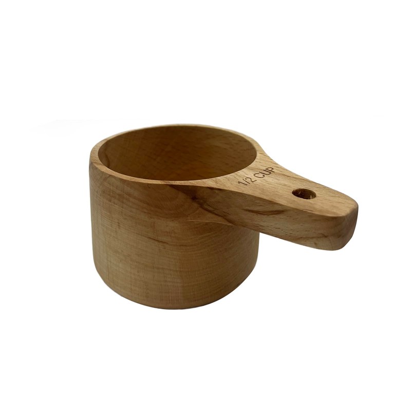 Yuqim 1 Pcs Wooden Measuring Cup Beech Wood Coffee Scoop