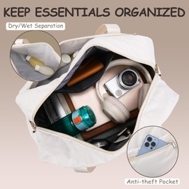 Travel Duffle Bag,Weekender Carry on Overnight Bag for Women Foldable Personal Item Bag Sport Gym Bag for Men with Wet Pocket Toiletry Makeup Bag for Yoga Dance Trips Hospital