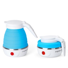 Aigostar Sapphire 30LDC Travel Foldable Kettle with Cool Touch Handle, 750 W, Automatic Reheating, Blue