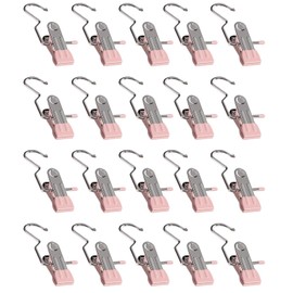 Multi-Functional Home Travel Clothes Rack. Space-Saving Hat, Clothes and Trousers Hanger Organizer for Travel, Portable 360° Rotating Stainless Steel Hook (20, Pink)