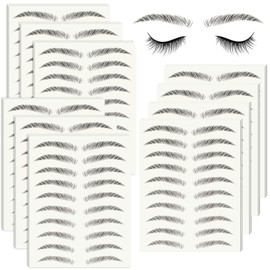20 Sheets 200 Pairs Eyebrow Tattoo Sticker Waterproof 4D Hair-Like Natural Fake Tattoo Eyebrows Transfers Stickers Peel Off Brows Grooming Shaping Makeup Sticker for Women Girls, Black