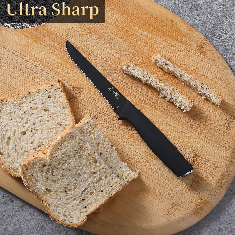 UPTRUST Steak Knives Set of 6, High-Carbon Stainless Steel Serrated