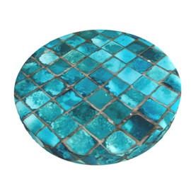 Ouqiuwa Turquoise Blue Bar Stool Covers Round, Soft Bar Stool Seat Cover Cushion 14 Inch