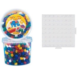 Happy Price Toys MAXI Beads Solid Mix 600 Beads in Tin 8570 + 1 Hama Pin Plate Set