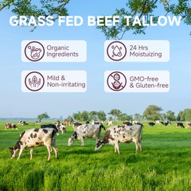 Outccogo Whipped Beef Tallow for Skin, Beef Tallow for Face, Rose Face Moisturizer, 5.3 OZ Extra Size Rose Scent Whipped Natural Tallow Blam Grass Fed Tallow Cream Moisturizer Body Lotion,2 Pack