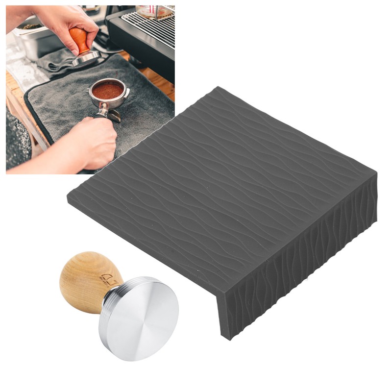 Coffee Tamper Set 58mm Beech Handle Coffee Hammer Embossed Tamping