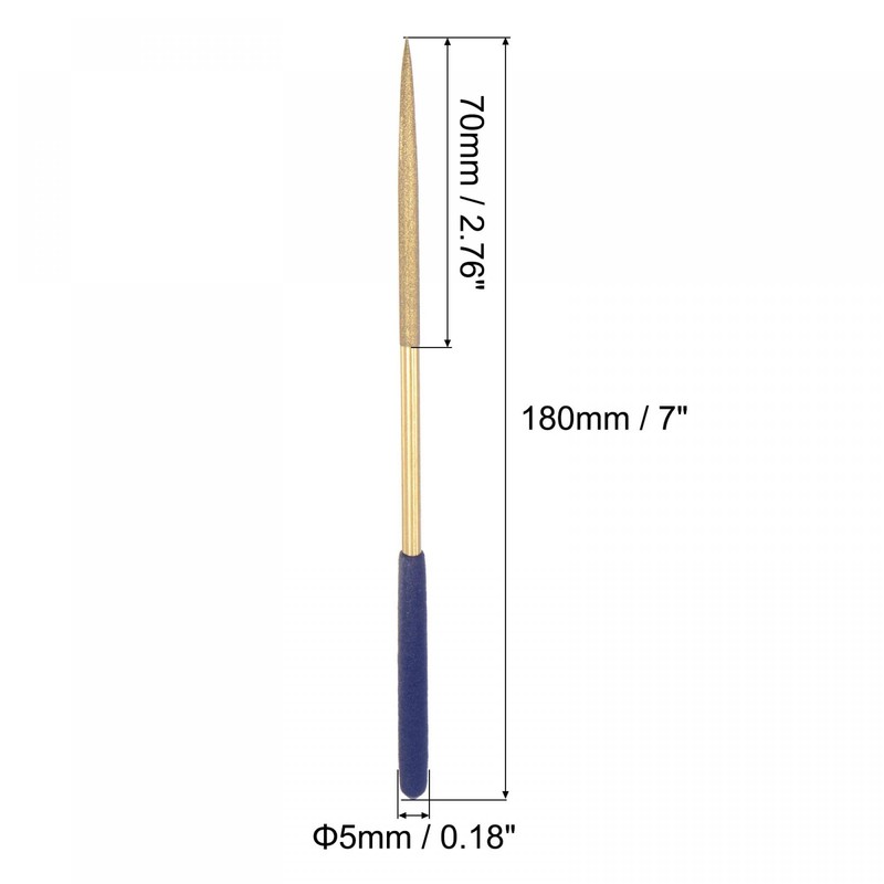 sourcing map Diamond Needle Files, 5mm x 180mm Titanium Coated