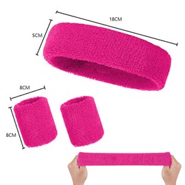 Norhogo Headscarf Wrist Guards Set of 3 Cotton Men and Women Sports Wrist Guards Headband Combo Set as Accessory Mullet Costume for Retro Neon 80s 90s Outfit Fancy Dress & Carnival