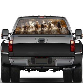 Truck Rear Window A Groupof Horses Running Along The River Pattern Graphic Decals Pickup Car Rear Window Stickers 66in x 20in Truck Back Window Perforated Vinyl Window Film
