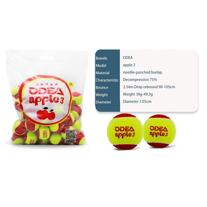 Odea Stage 3 Apple 3 Low Compression Tennis Balls -