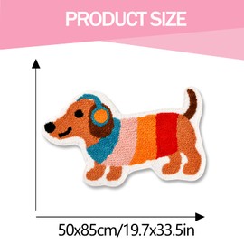 LSYESDLA Cute Colorful Dachshund Bathroom Rug, Soft Tufted Plush Washable Non-Slip Kawaii Dog Bath Mat, Bedroom Kitchen Floor Door Mat for Home