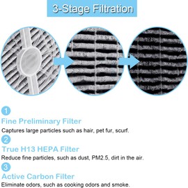 EATBALE GL-2103 Air Purifier Filter Replacement HEPA Filters for RIGOGLIOSO Portable Air Purifier GL2103, for JINPUS GL-2103, for LTLKY 900S, HEPA and Activated Carbon Filters (4Pcs)