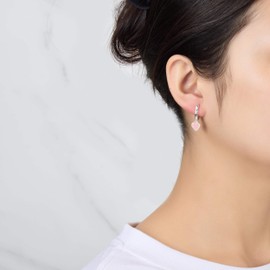 Philip Jones Rose Quartz Gemstone Heart Charm Hoop Earrings