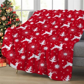 HSGLGNA Christmas Cuddly Blanket, Christmas Sofa Blanket, Super Soft Christmas Flannel Blanket, Classic 3D Print, Christmas Motifs Available (130 x 150 cm, C)