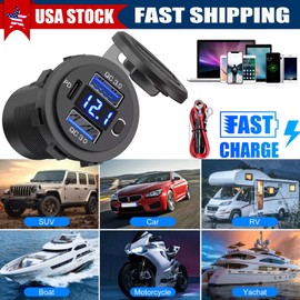 Universal USB C Charger Port Fast Car Charger PD & QC Outlet Socket for Boat RV Marine 12V