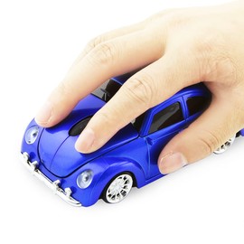 Usbkingdom 2.4GHz Wireless Mouse Cool 3D Sport Car Shaped Ergonomic Optical Cordless Mice with USB Receiver for PC Laptop Computer Notebook 1600DPI Blue