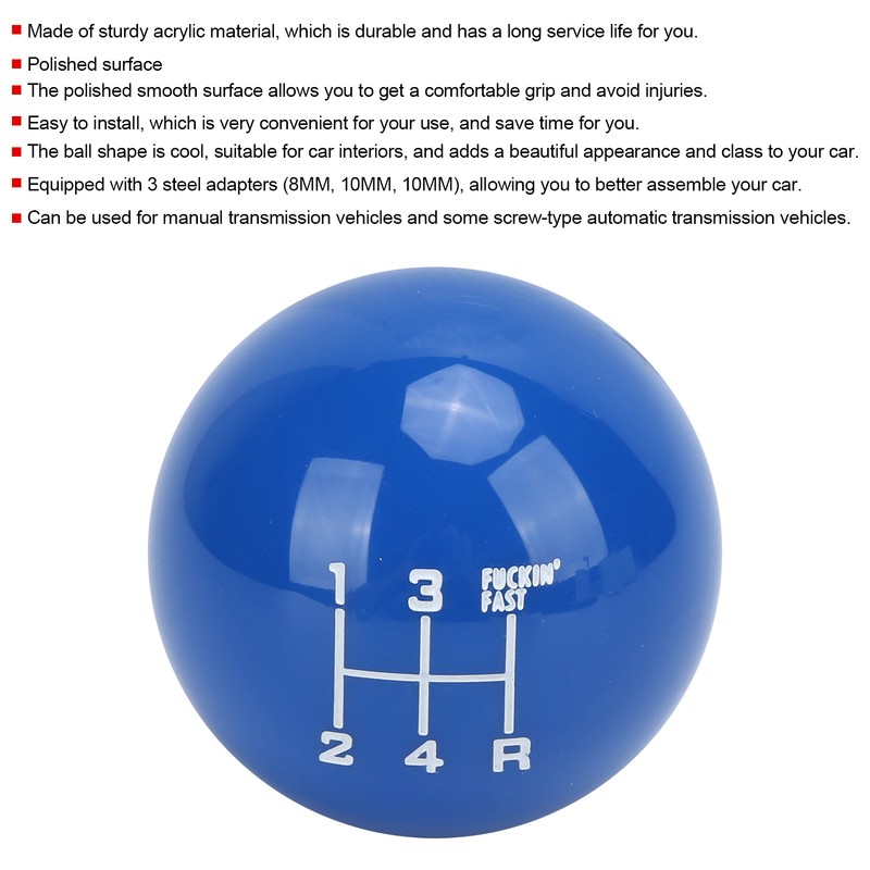 M12x1.25 Gear Shift Knob Head 5Speed WearResistant with 3 Adapter