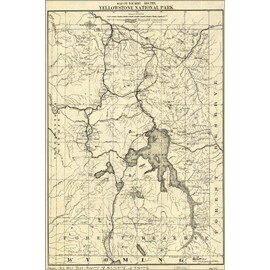 History Galore 24"x36" Gallery Poster, Map tourist routes Yellowstone National Park 1900