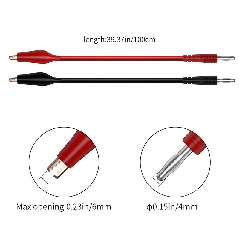 CZJZDZ 2pcs Banana Plug to Alligator Clip Test Lead Cable