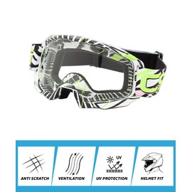 CRG Sports Motorcycle Goggle ATV Dirt Bike Off Road Racing Motocross Goggles for Men, Women, Adults