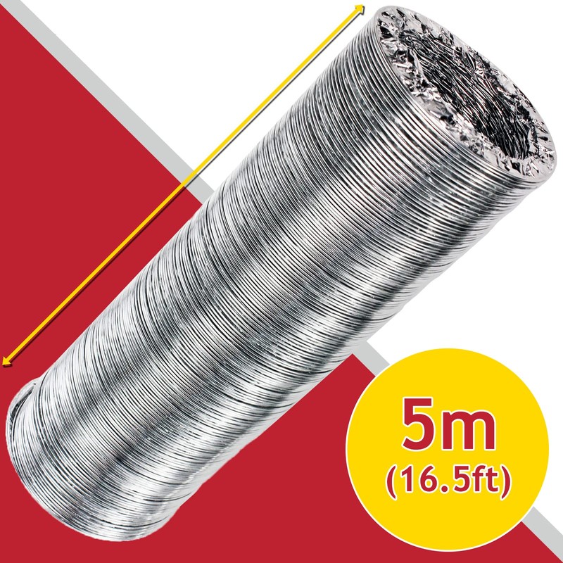SPARES2GO Universal 5m Extra Long Aluminium Flexible Tumble Dryer Vent