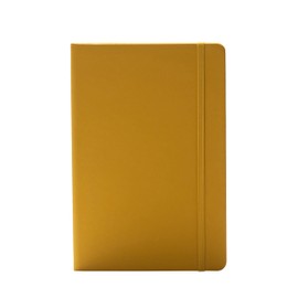 Eco A5 Notebook with Lined Pages, Pen Loop, Ribbon Bookmark, Date Marks and Paper Pocket, Smooth-touch Surface Hardback Journal, sustainably sourced paper, Multiple Versatile Colors (yellow)