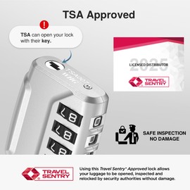 Puroma 2 Pack TSA Approved Luggage Lock, 4 Digit Combination Travel Locks Resettable Code Lock with Zinc Alloy Body for Suitcase, Toolbox, Backpack, Bag, Gym Locker (Silver)