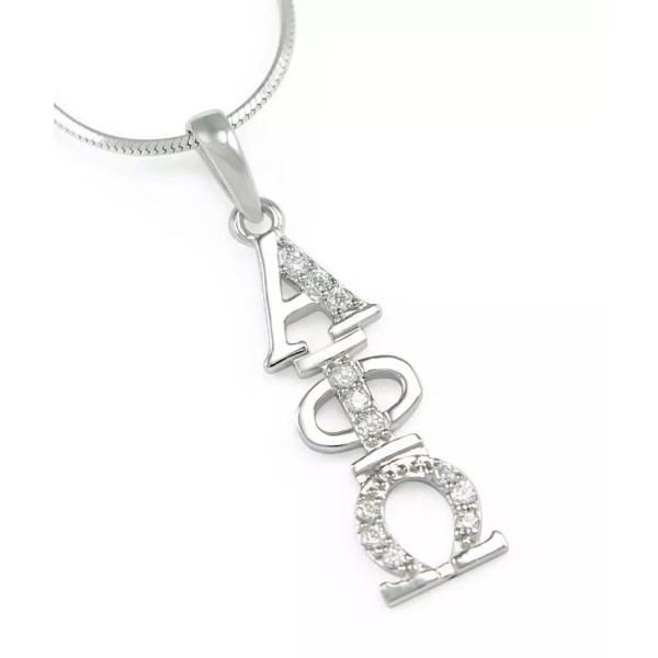 Alpha Phi Omega sterling silver lavaliere with Simulated Diamonds, NEW!***