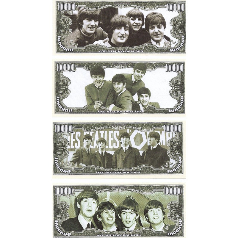 The Beatles $Million Dollar$ Novelty Bills Complete Set of 4