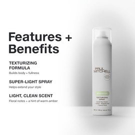 Paul Mitchell Texturizing Spray, Defines Texture + Builds Volume, For All Hair Types, 2 oz